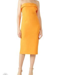 BARDOT Georgia Orange sheath dress strapless EUC size 8